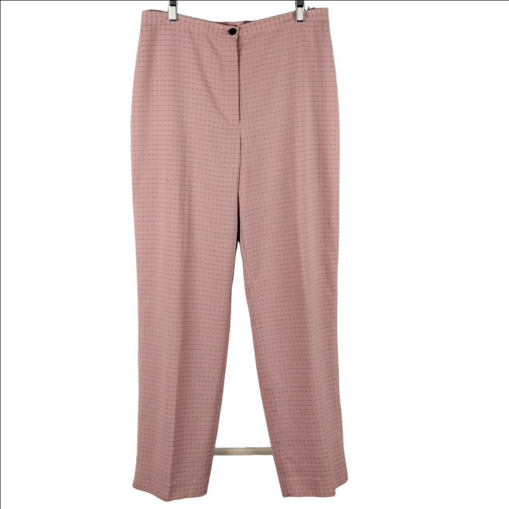 Chapter One Vintage Pink Textured High Rise Flat Front Button Zip Casual Pant